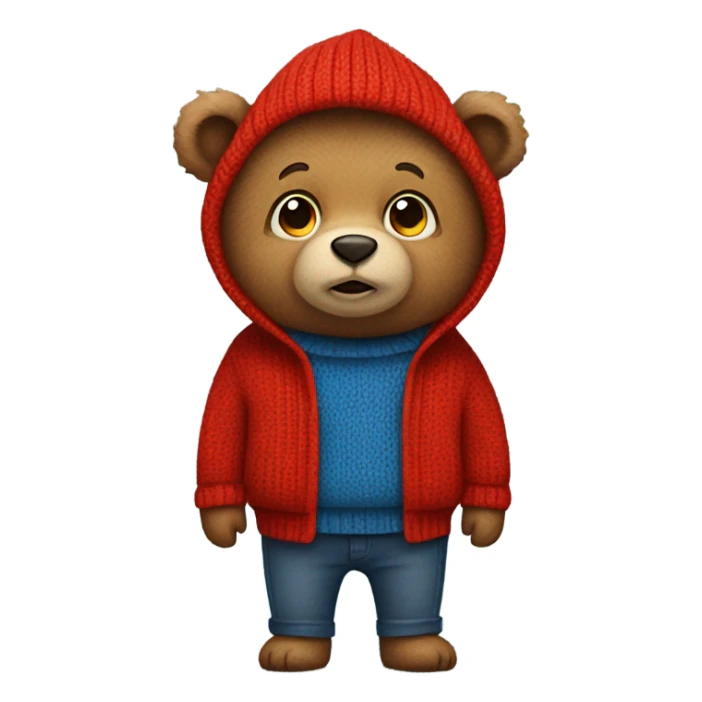 Bear wearing red sweater and blue pants  sticker