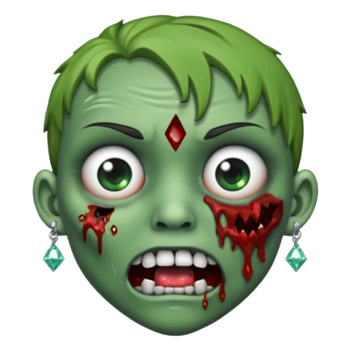 Create a zombie emoji with diamond earring sticker