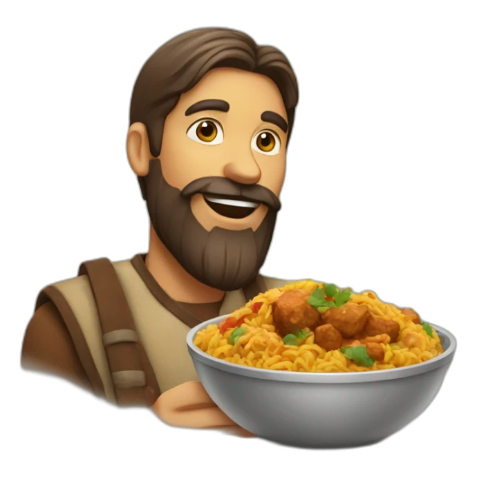 Man with beard eating Indian food sticker