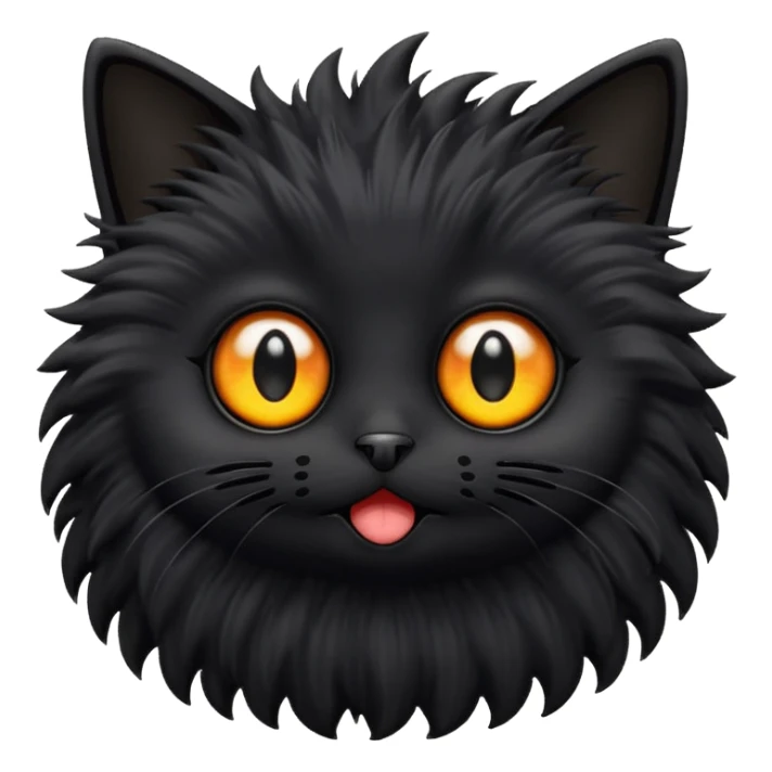 black cat with tiny feet and wide eyes resembling Ghibli soot sprites sticker