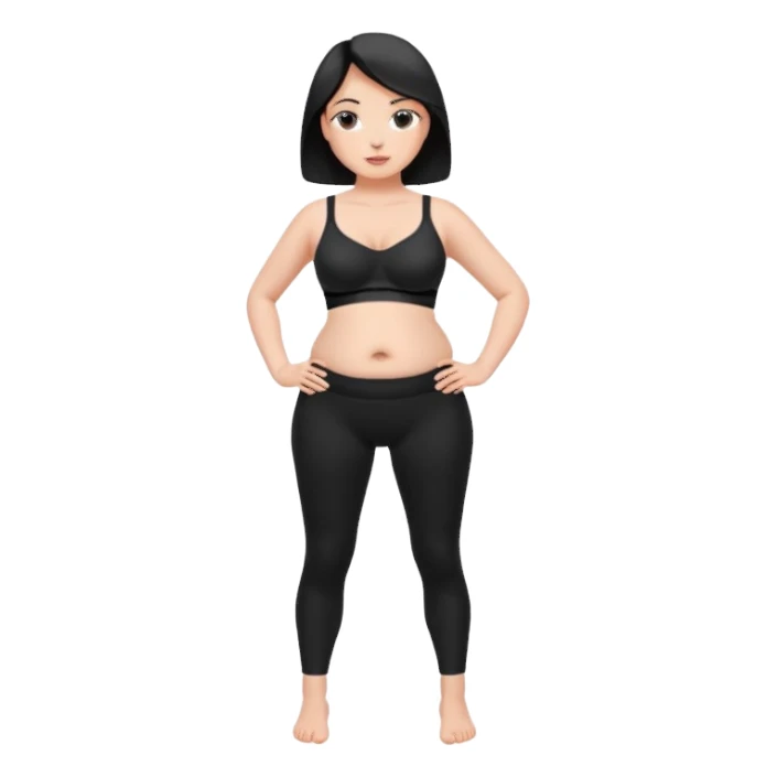 legging brassière noir gonflé ventre nombril femme  sticker