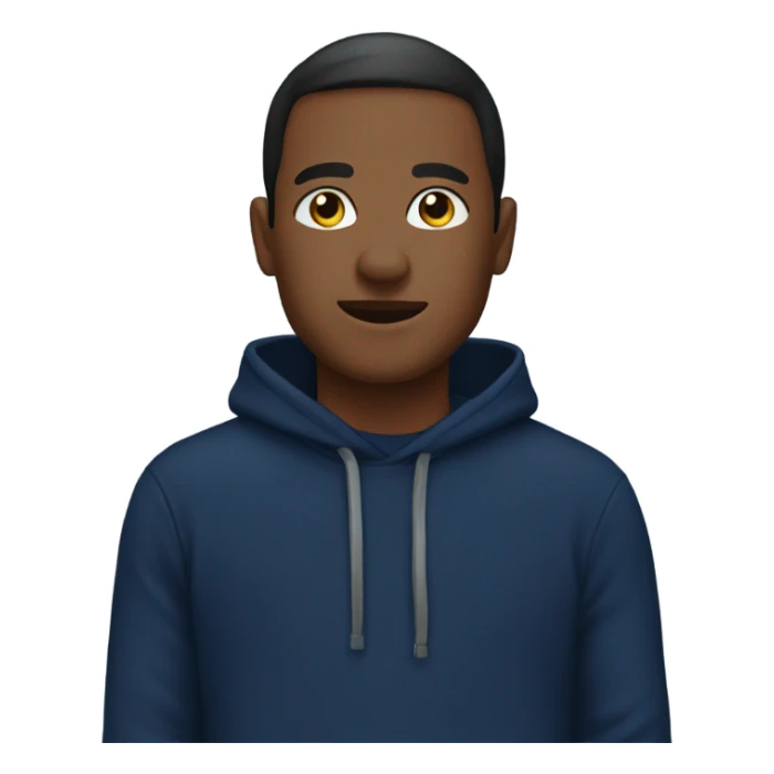 generate me an emoji wearing a navy blue hoodie sticker