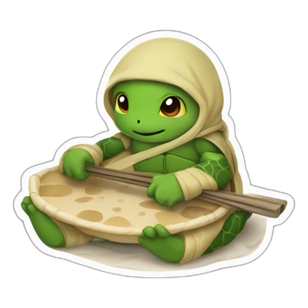 Tortue ninja qui mange un pieza sticker