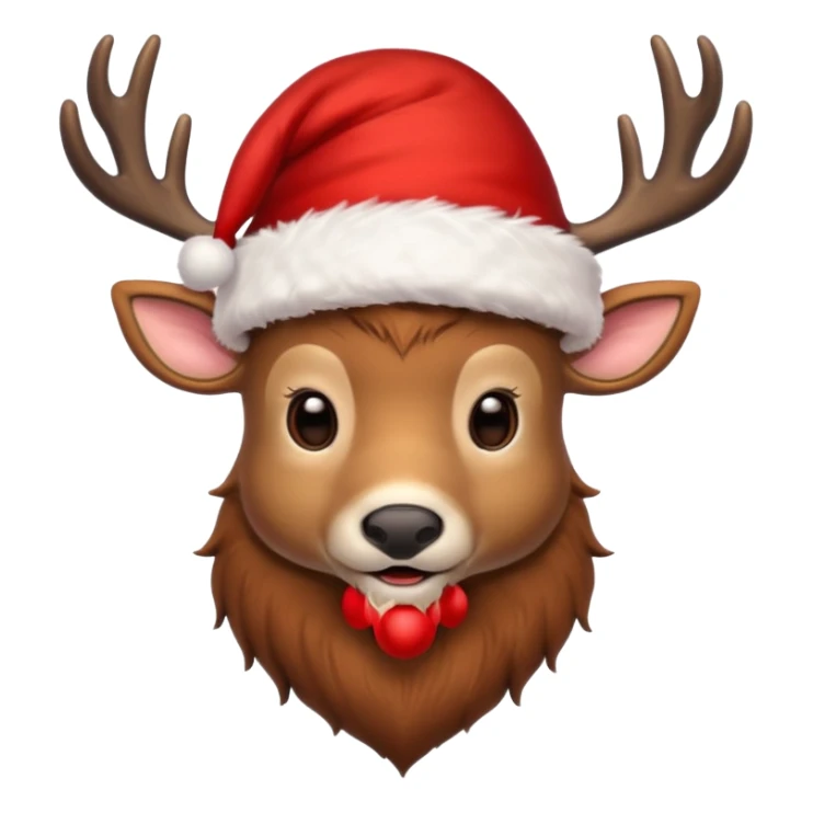 deer wearing red hat of santa claus sticker