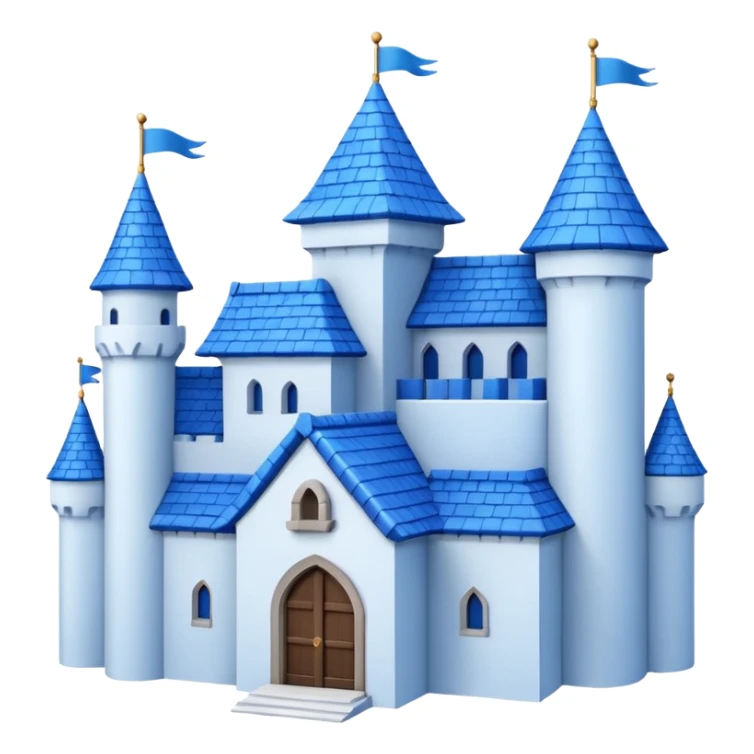  Castle like Disney with blue roof and white wall 3d with texture half rotate sticker