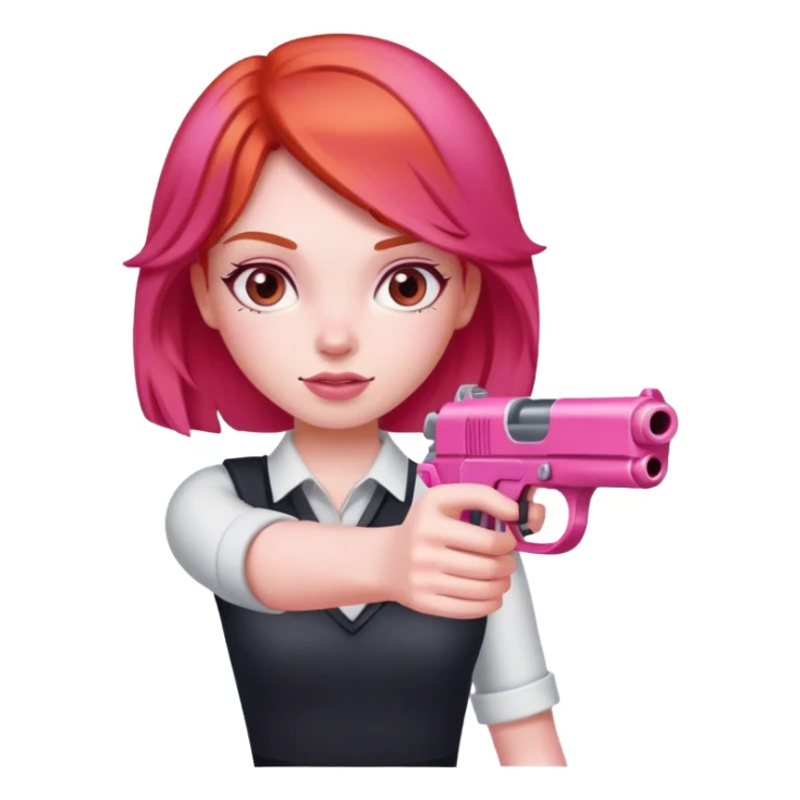 Red head girl with a pink gun sticker