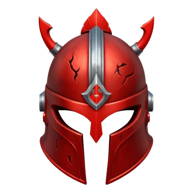 Ares legendary helmet object icon, ancient Greek helmet with glowing red runes, deep red energy glow, battle scars, epic fantasy style, 3D cartoon, mobile game icon style, centered, clean background, no text, no watermark

 sticker