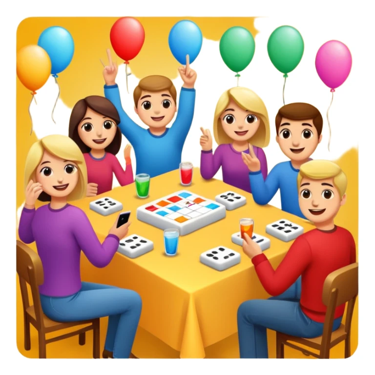Party quiz with happy people no phone writing blocks sticker