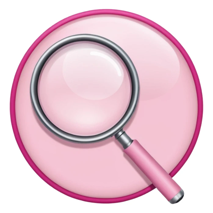 mix light pink dark pink and white girly internet circle with a magnifying glass sticker