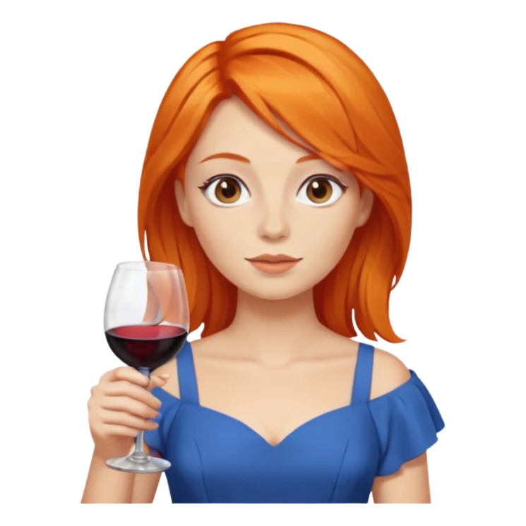 orange hair drinking wine, dress blue sticker