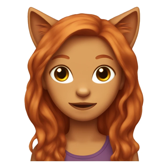 Red cat with long brown hair girl sticker
