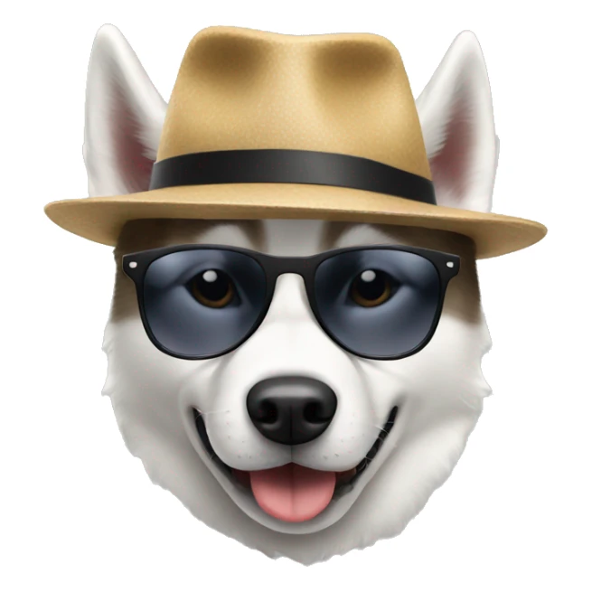 Husky Dog With Hat and sunglasses sticker