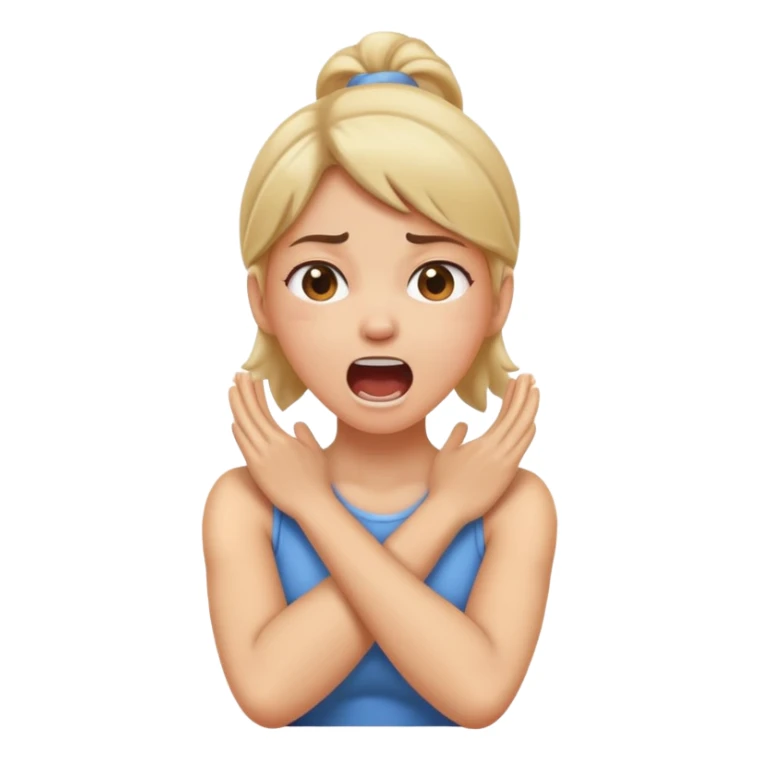girl with arms crossed holding neck screaming sticker