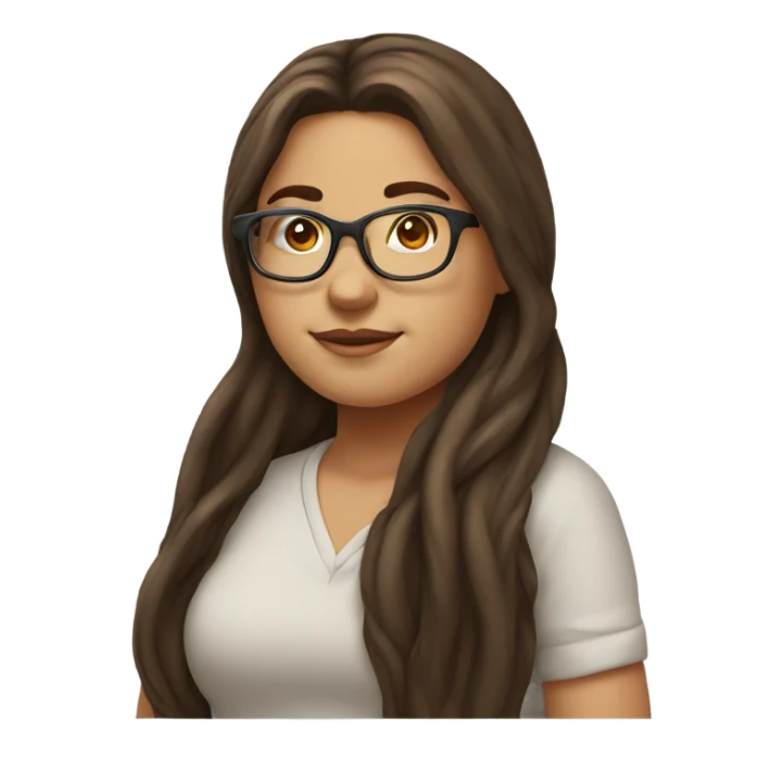 Long Brown hair chubby girl with glasses sticker