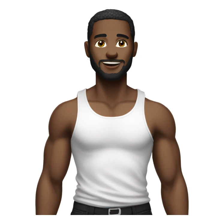 black man wearing a white tank top and black pants sticker