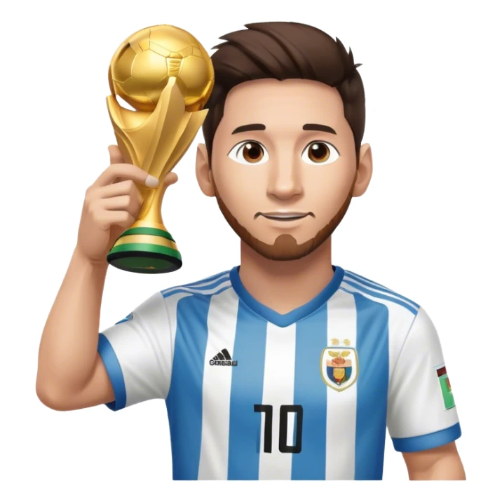 messi levantando la copa del mundo con auriculares gamer sticker