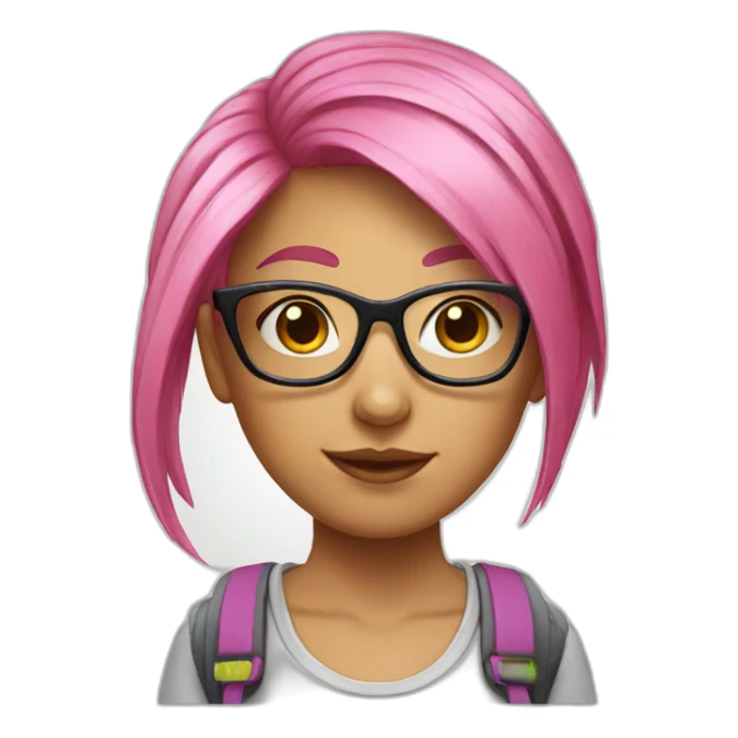 Nerd girl pink hair with glasses sticker