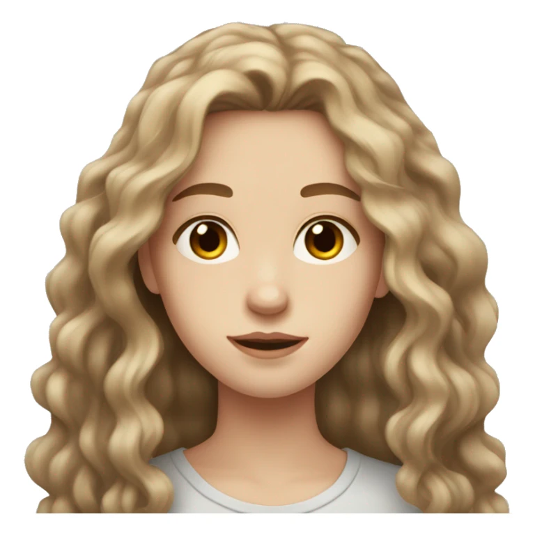 Pale Teen with WAVY LONG BROWN HAIR and brown eyes  sticker