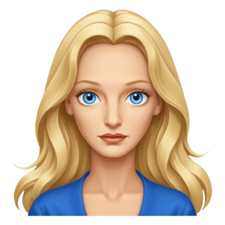 Uma Thurman with blue eyes, long hair sticker