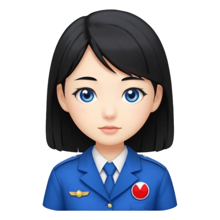 japanese schoolgirl with black hair and blue eyes sticker