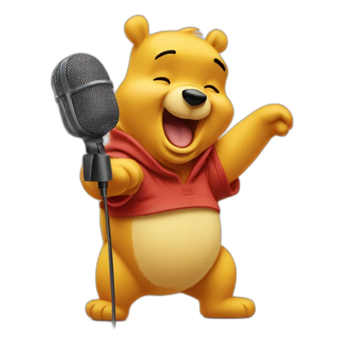 Winnie the pooh singing with a microphone sticker
