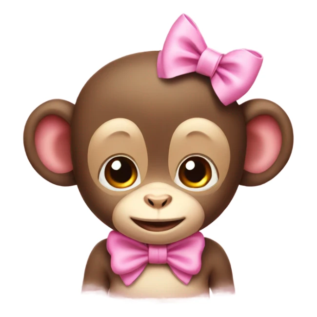 cute baby monkey with a pink bow on the head sticker