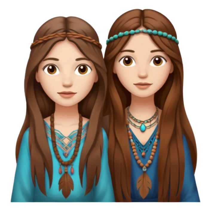 2 long brown hair boho women  sticker