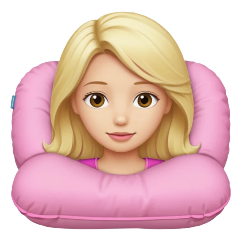 blonde woman using pink travel pillow  sticker