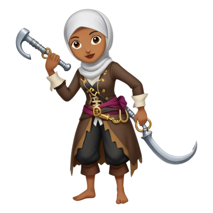 Hijabi woman with an amputated pirate hook leg sticker