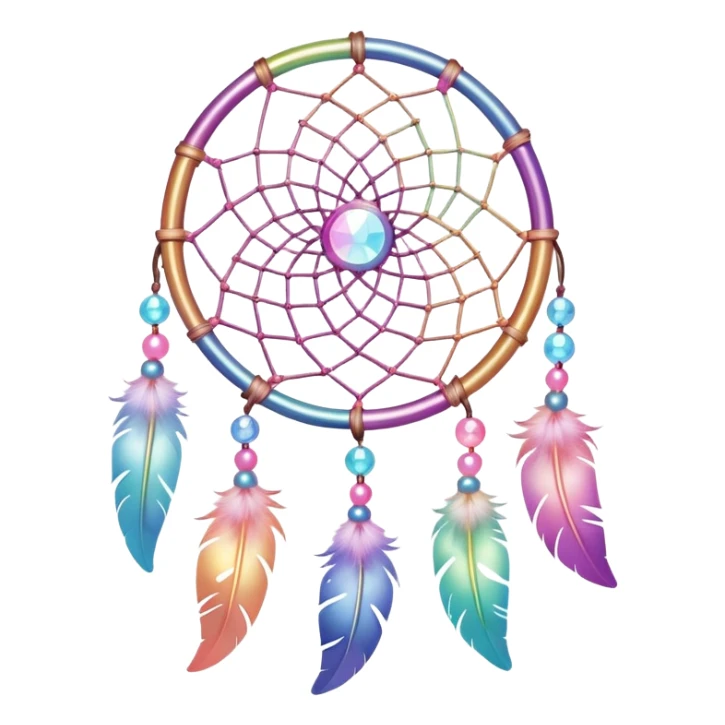 Iridescent pastel rainbow colorful transparent bright light luminescent dream-catcher  sticker