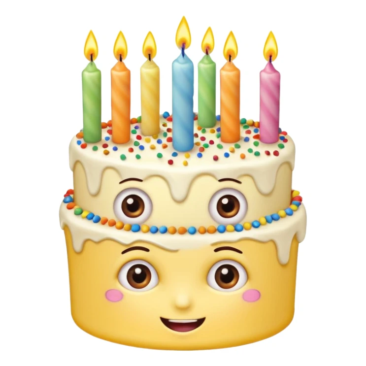 birthday cake with eyes and candles sticker