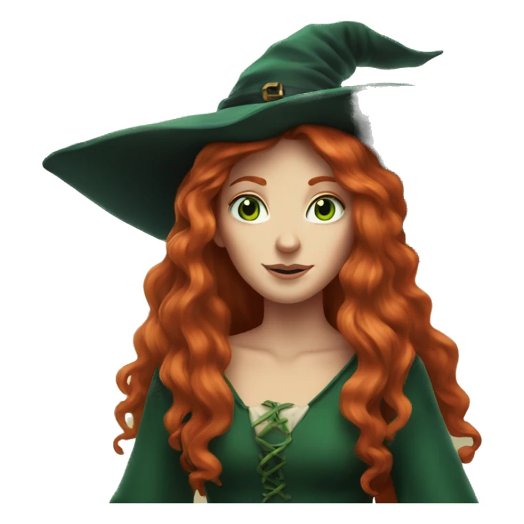 long-haired redhead witch with green eyes  sticker