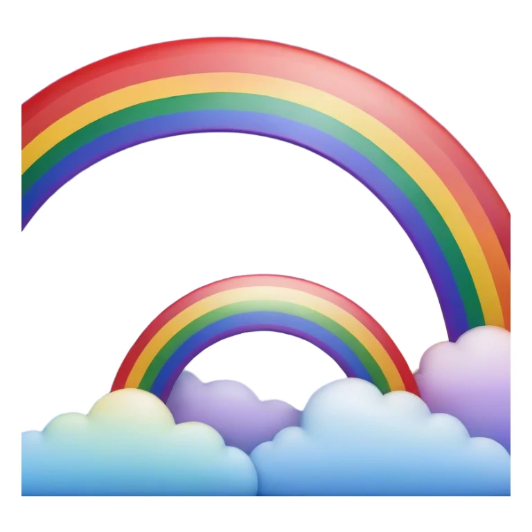 Cinematic Realistic Rainbow Emoji, Arching gracefully across the sky, with soft, glowing hues of red, orange, yellow, green, blue, indigo, and violet blending seamlessly into one another. The rainbow feels like a hopeful promise, gently illuminating the sky with a warm, uplifting glow. Soft glowing outline, capturing the essence of joy, hope, and vibrant color in a stunning rainbow! sticker