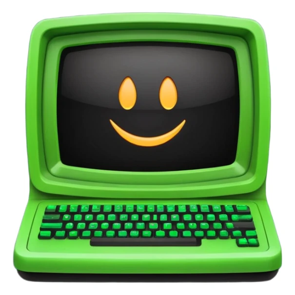mac os icon code transpiler compiler terminal, black and green, retro sticker