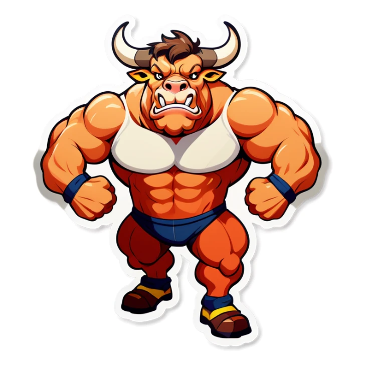 Bull with muscles sticker