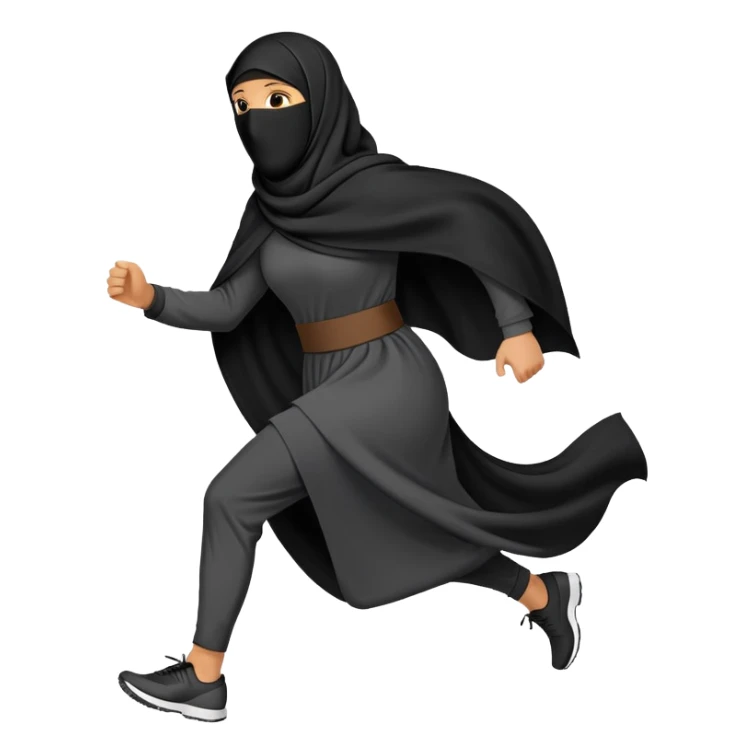 person wearing a niqab, running sticker
