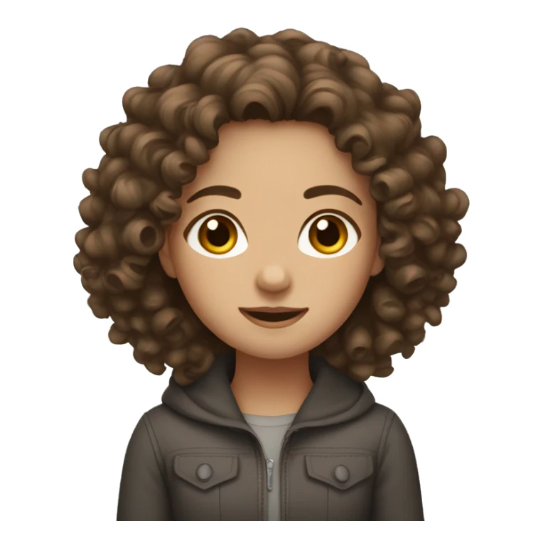 girl with brown curly hair and grey eyes sticker