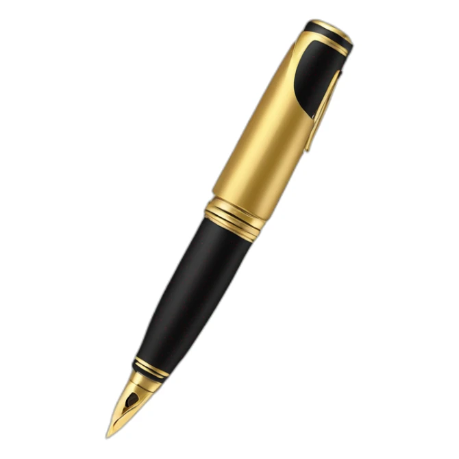 fountain pen icon flat color black and gold sticker