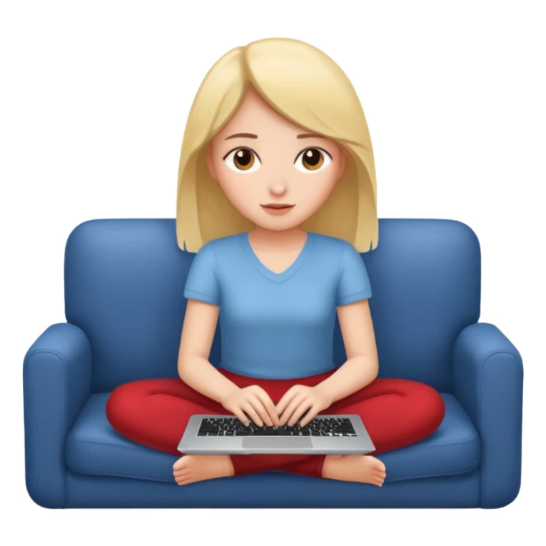 A girl is lying on the couch with a laptop, working sticker