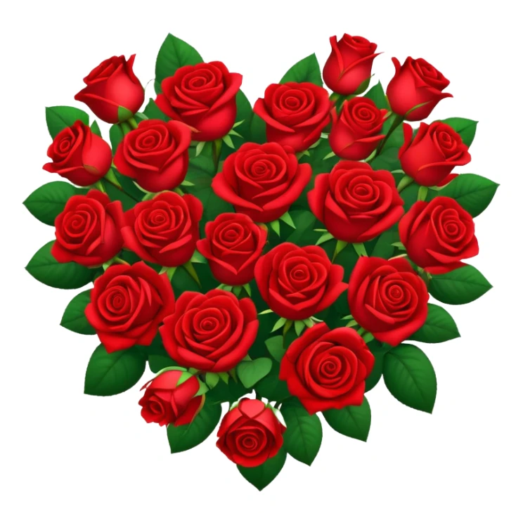 bouquet of red roses arranged in a heart shape sticker