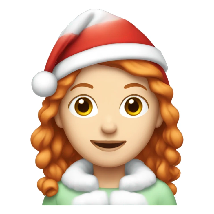 Red haired white girl with a christmas hat on sticker