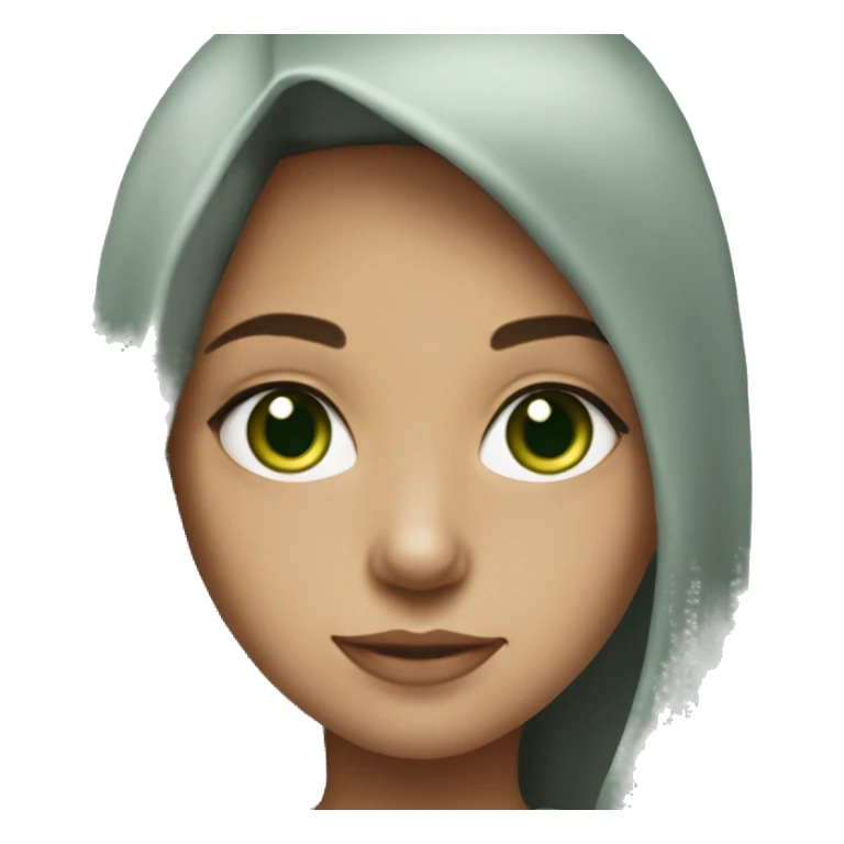 gitl with bron hair green eyes wearing a hodie sticker