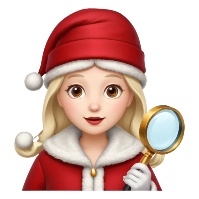 Female Santa with Magnifying glass sticker