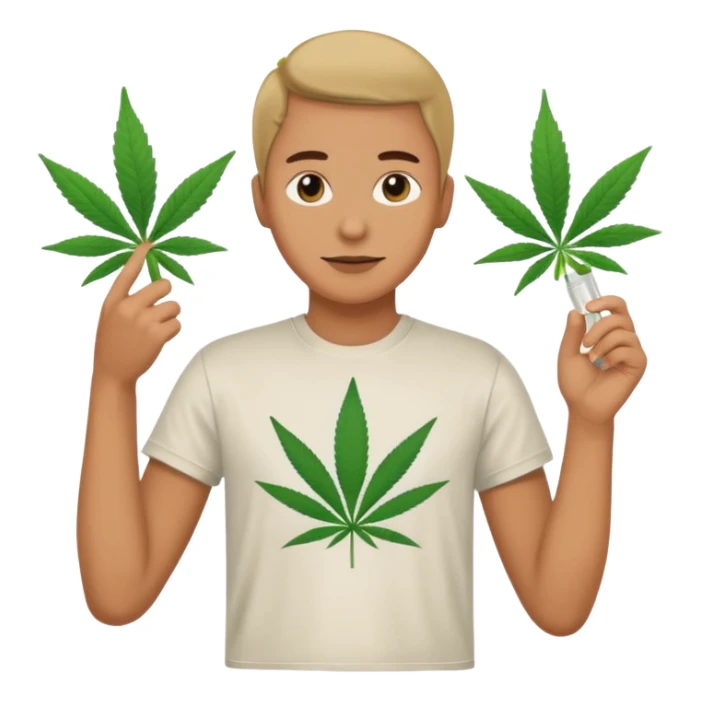 dealer with cannabis on a hand sticker