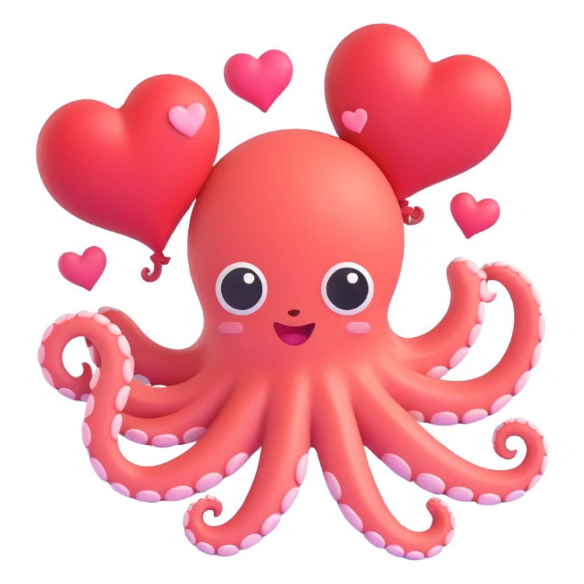 cute octopus with heart shapes, expressing love sticker