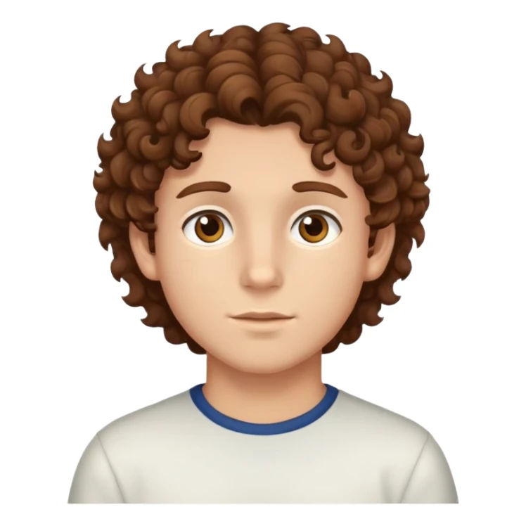 Boy with brown curly hair and brown eyes sticker