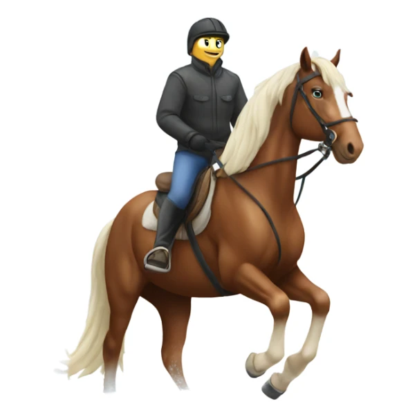 Riding horse in snow sticker