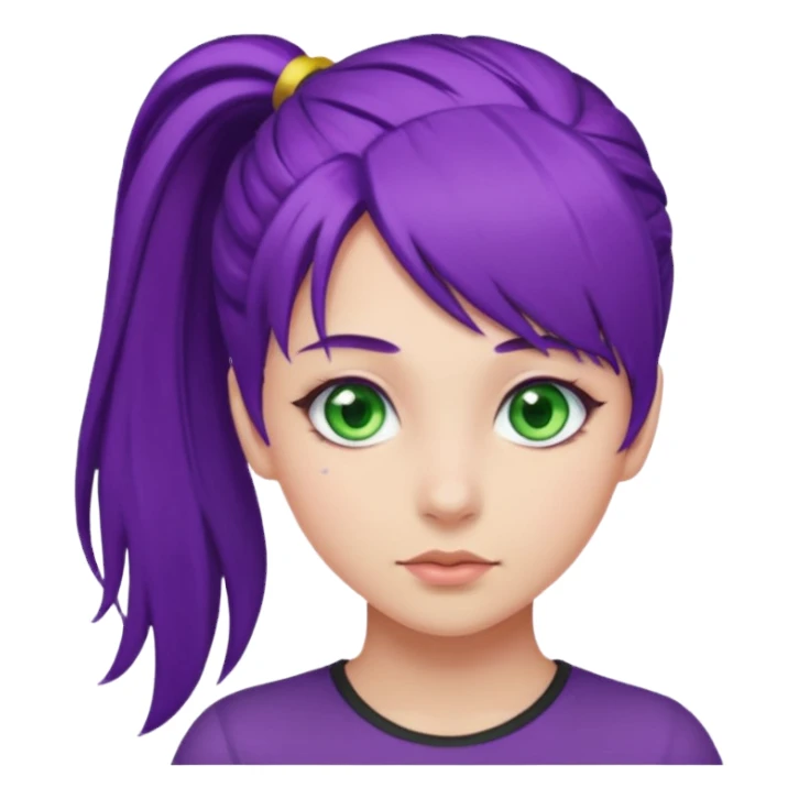 Girl with purple hair with a ponytail  sticker