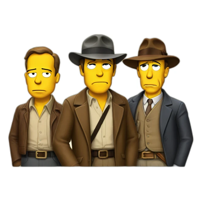 Humphrey bogart talking with Indiana jones and Homer Simpson sticker
