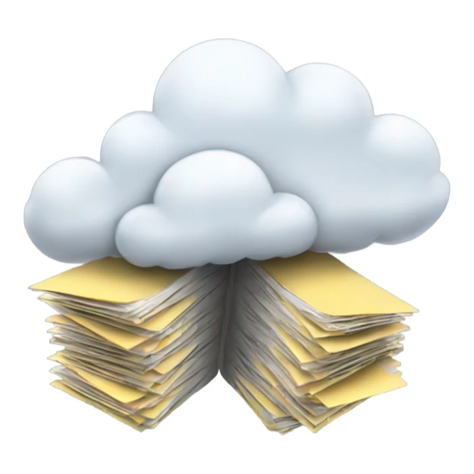 A cloud with folders and files flying in and out of it. sticker